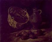 文森特 威廉 梵高 : 有铜壶、罐子和土豆的静物